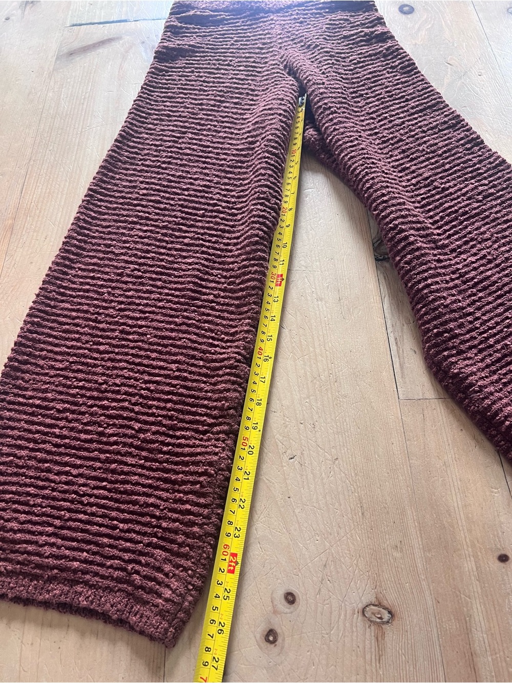 Wide-Leg Ribbed Pants in Rust - Picture 8 of 10